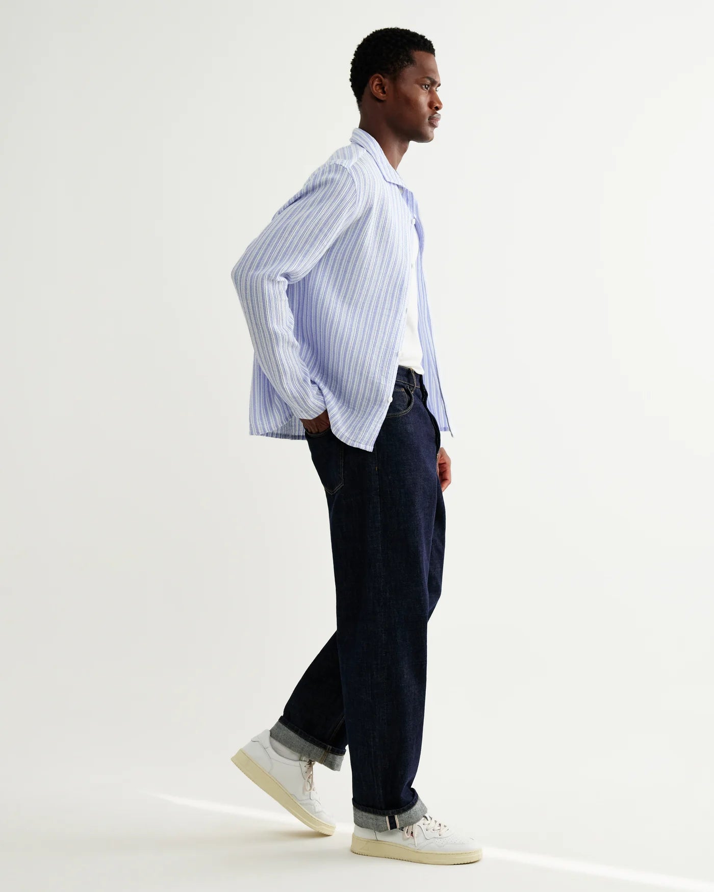 Wax London, Corey Twisted Stripe Shirt, Bright Blue