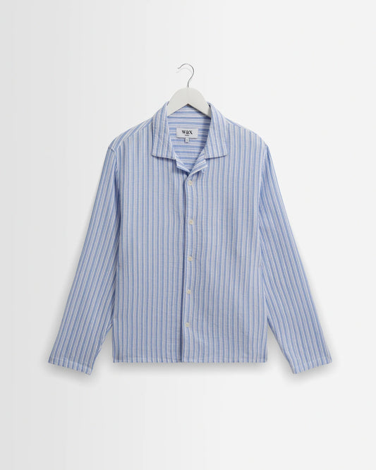 Wax London, Corey Twisted Stripe Shirt, Bright Blue