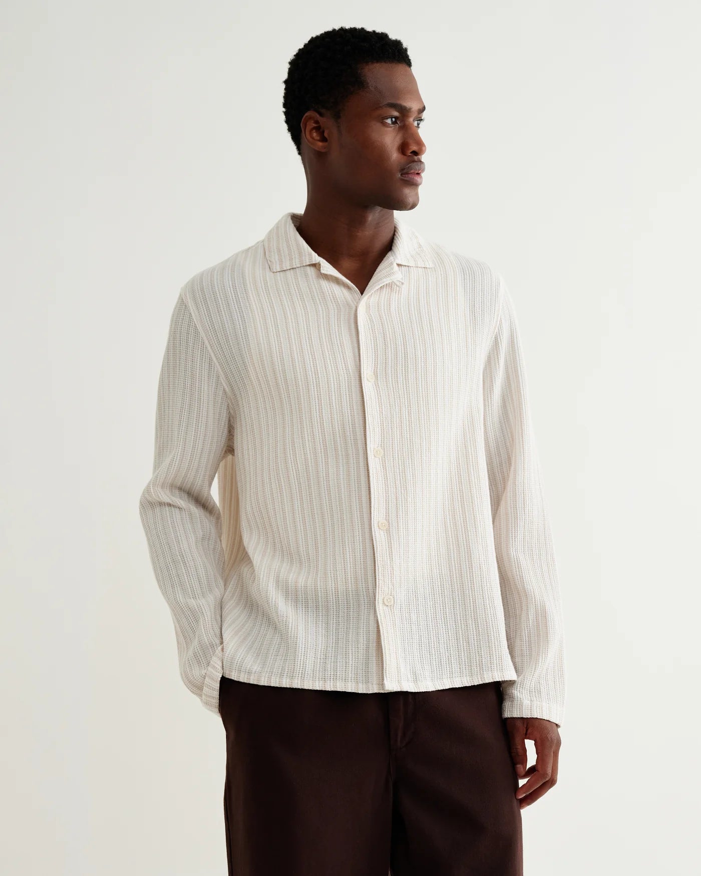 Wax London, Corey Twisted Stripe Shirt, Natural