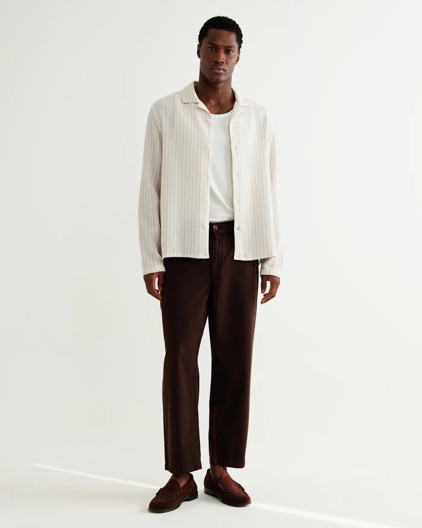 Wax London, Corey Twisted Stripe Shirt, Natural