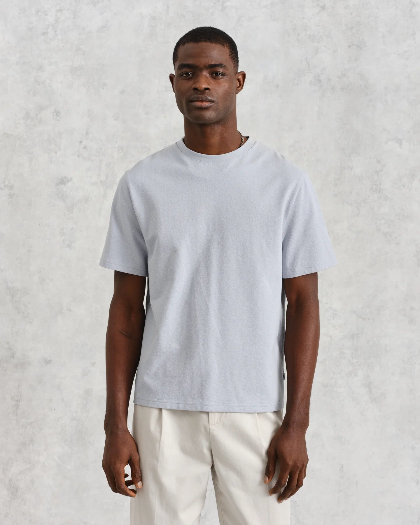 WAX London, Dean Textured Organic Cotton T-Shirt, Blue