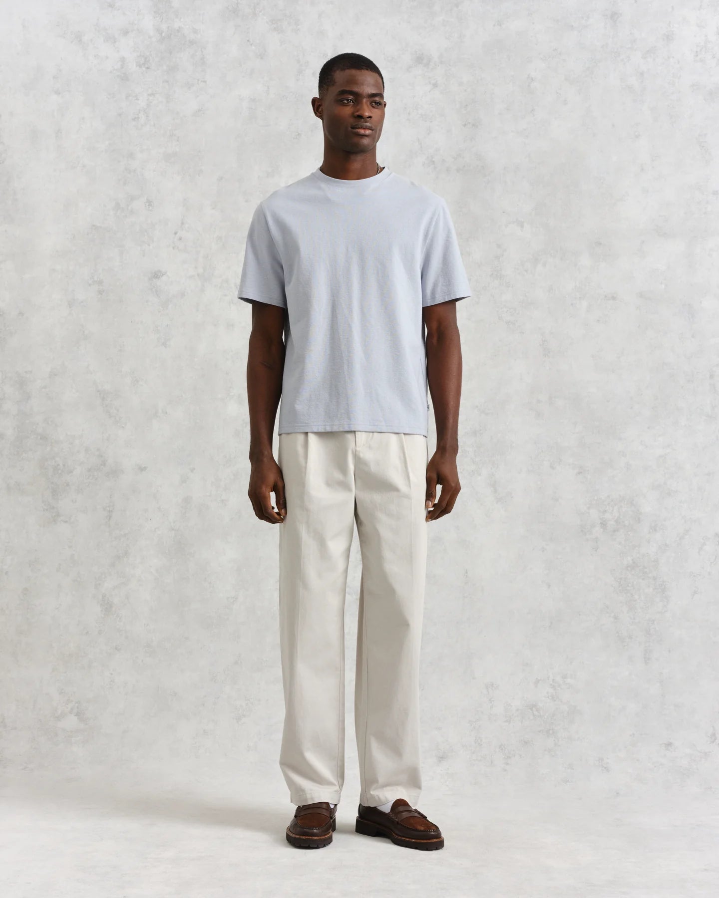 WAX London, Dean Textured Organic Cotton T-Shirt, Blue