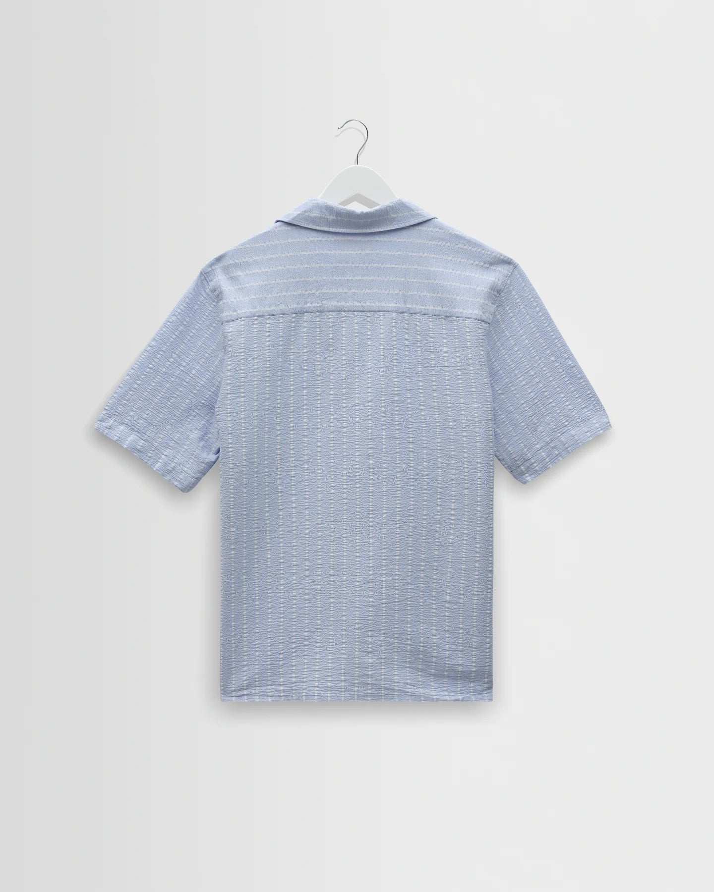 WAX London, Didcot Seersucker Stripe Short-Sleeve Shirt, Blue & Ecru