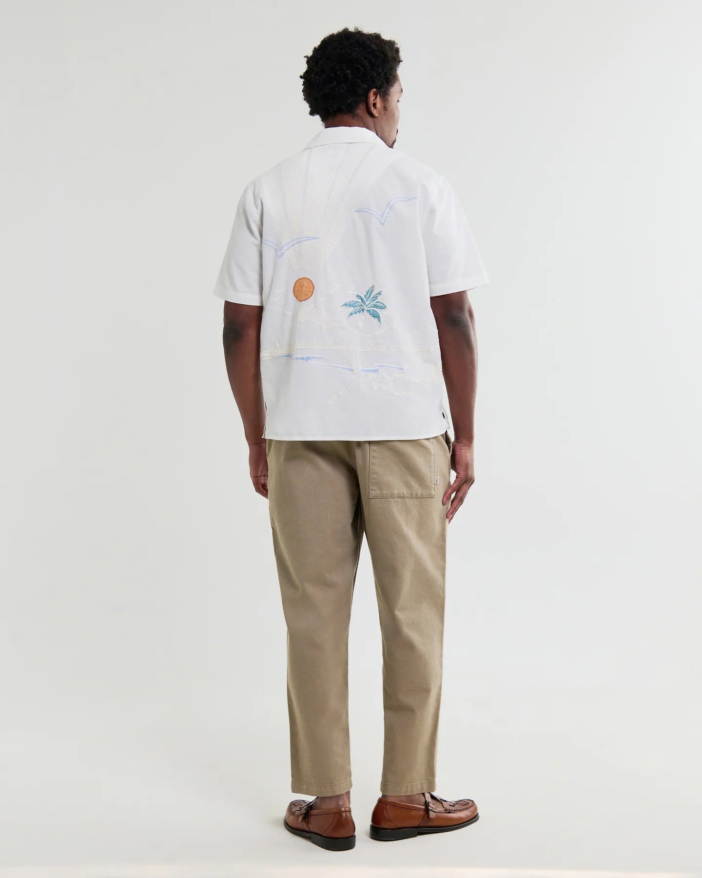 WAX London, Didcot Summer Applique Short-Sleeve Shirt, Ecru