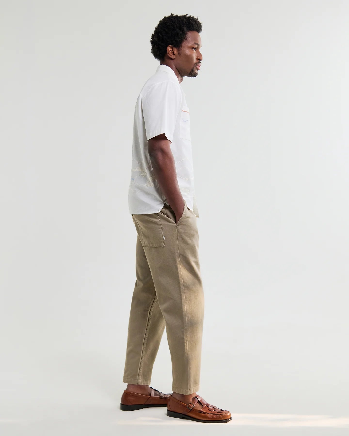 WAX London, Didcot Summer Applique Short-Sleeve Shirt, Ecru
