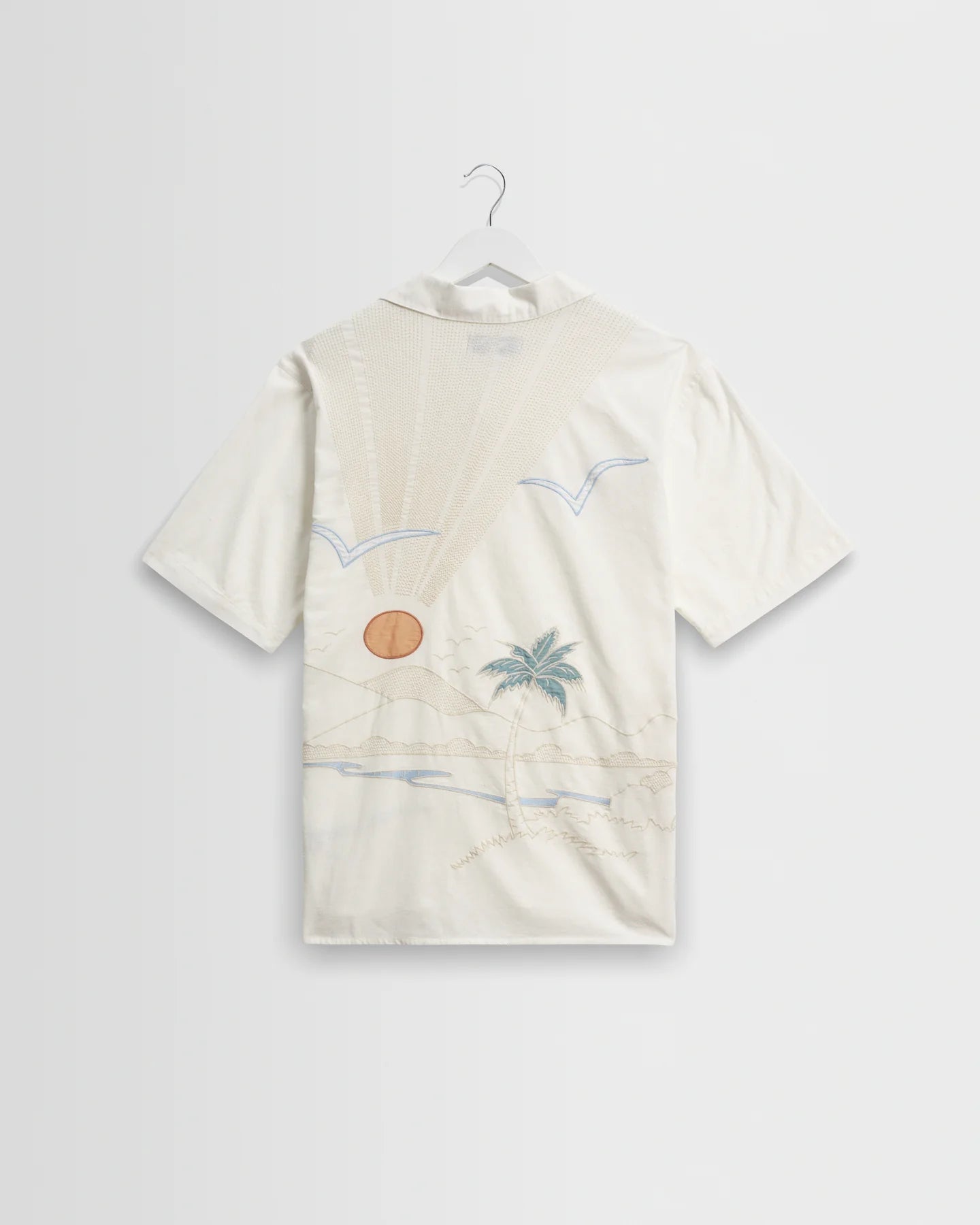 WAX London, Didcot Summer Applique Short-Sleeve Shirt, Ecru
