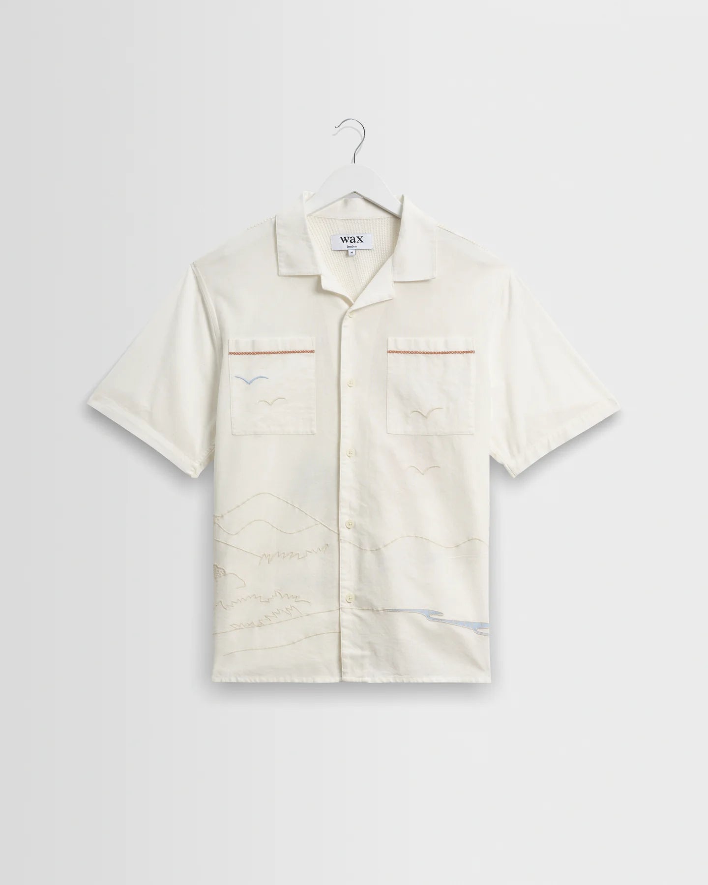 WAX London, Didcot Summer Applique Short-Sleeve Shirt, Ecru