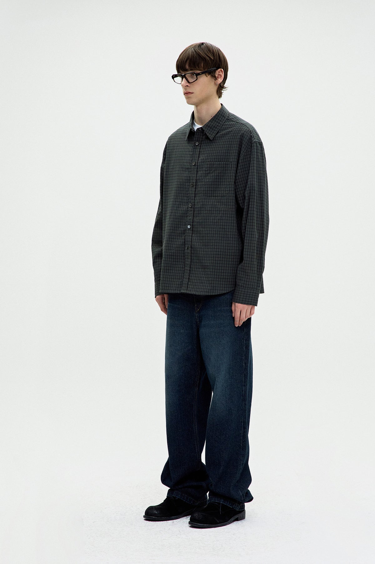 COOR,  plaid seersucker check shirt, Green