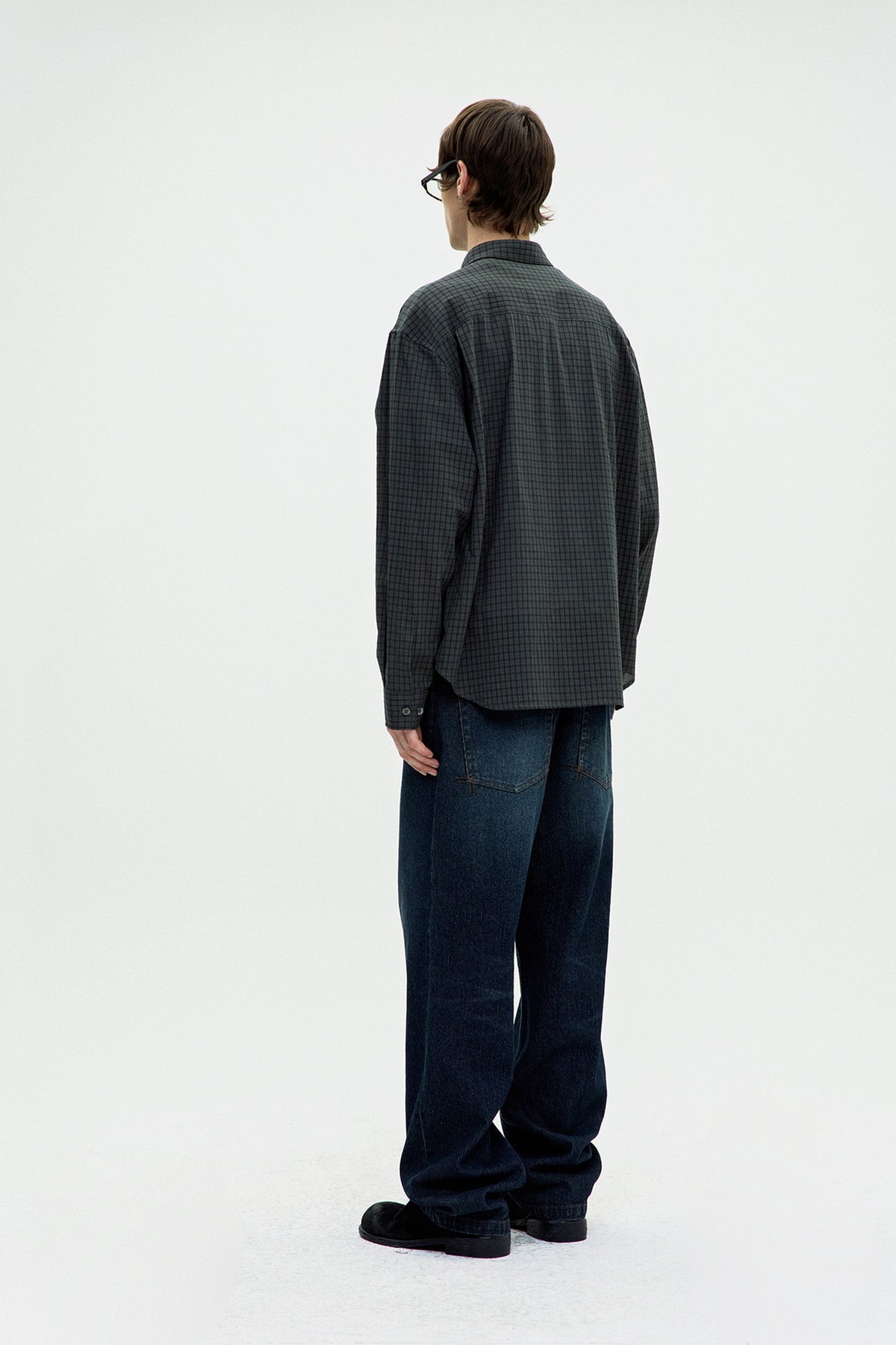 COOR,  plaid seersucker check shirt, Green