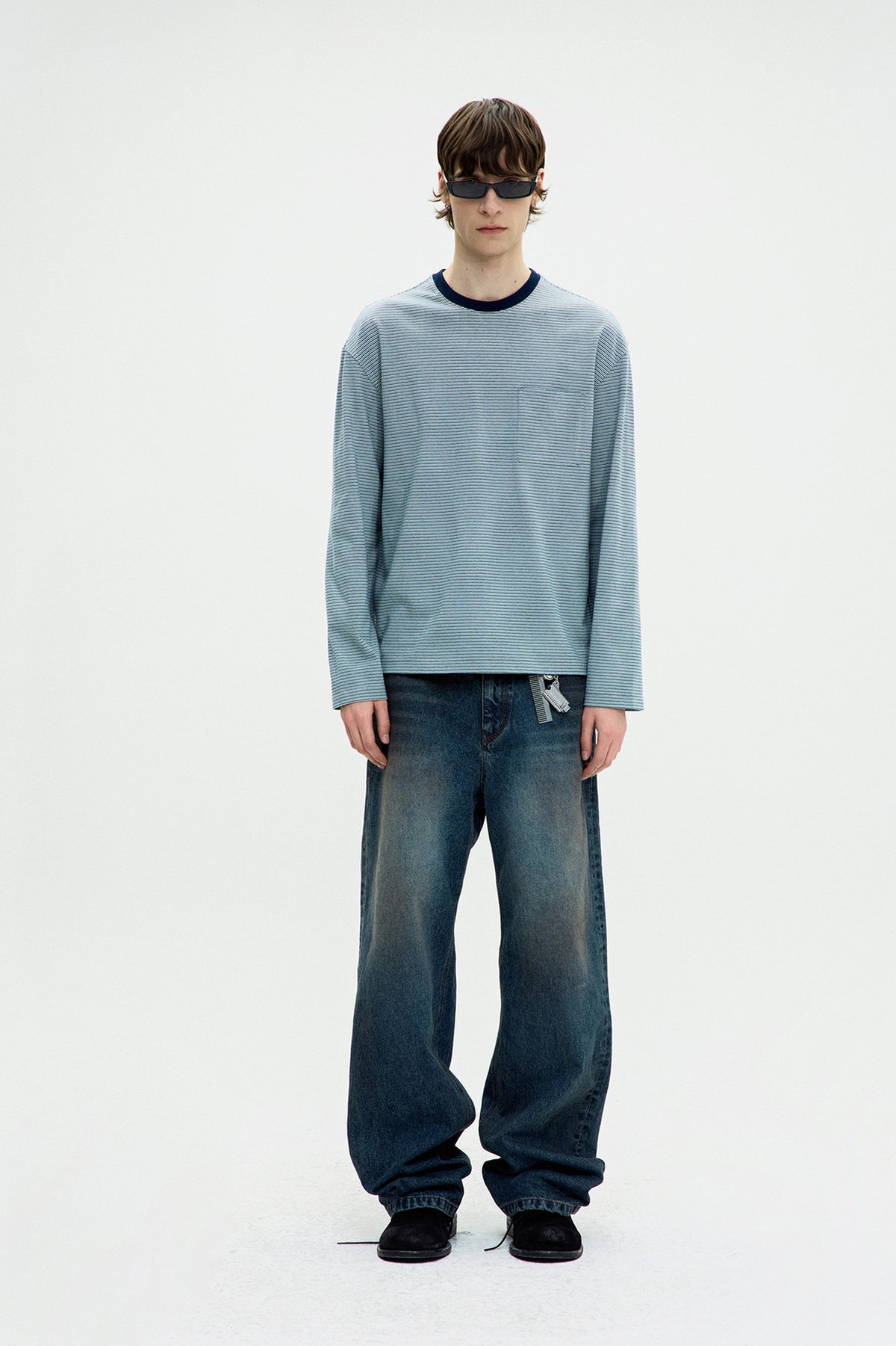 COOR, Multi pin stripe pocket t-shirt, blue
