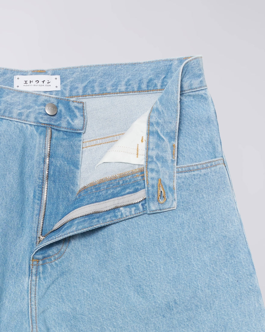 EDWIN, WORKER SHORT, Blue Heavy Bleach Wash