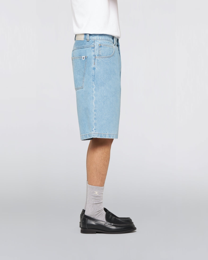 EDWIN, WORKER SHORT, Blue Heavy Bleach Wash