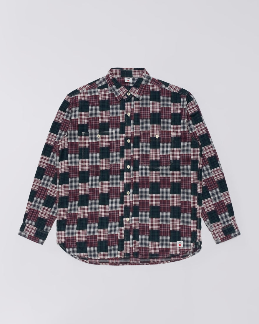 EDWIN, WORK SHIRT, Green & Red