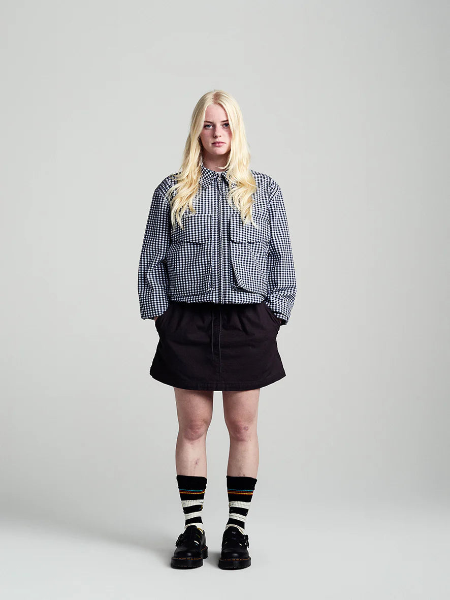 Pop trading, GINGHAM BOXER OVERSHIRT, BLACK/OFF WHITE