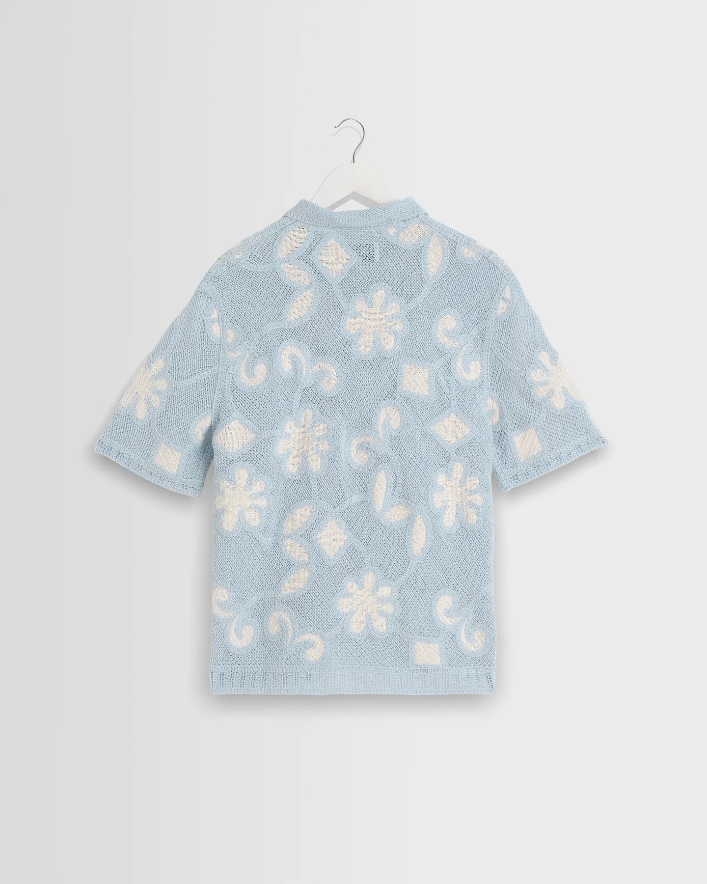 WAX London, Porto Doodle Crochet Knitted Shirt, Blue