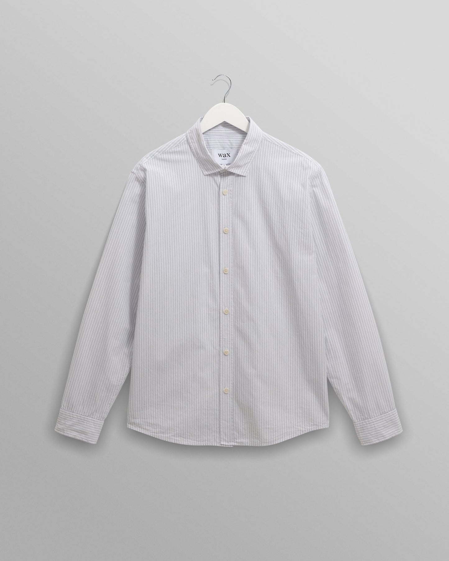 WAX London, Shelly Fine Stripe Poplin Shirt, Ecru And Blue