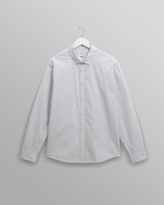 WAX London, Shelly Fine Stripe Poplin Shirt, Ecru And Blue