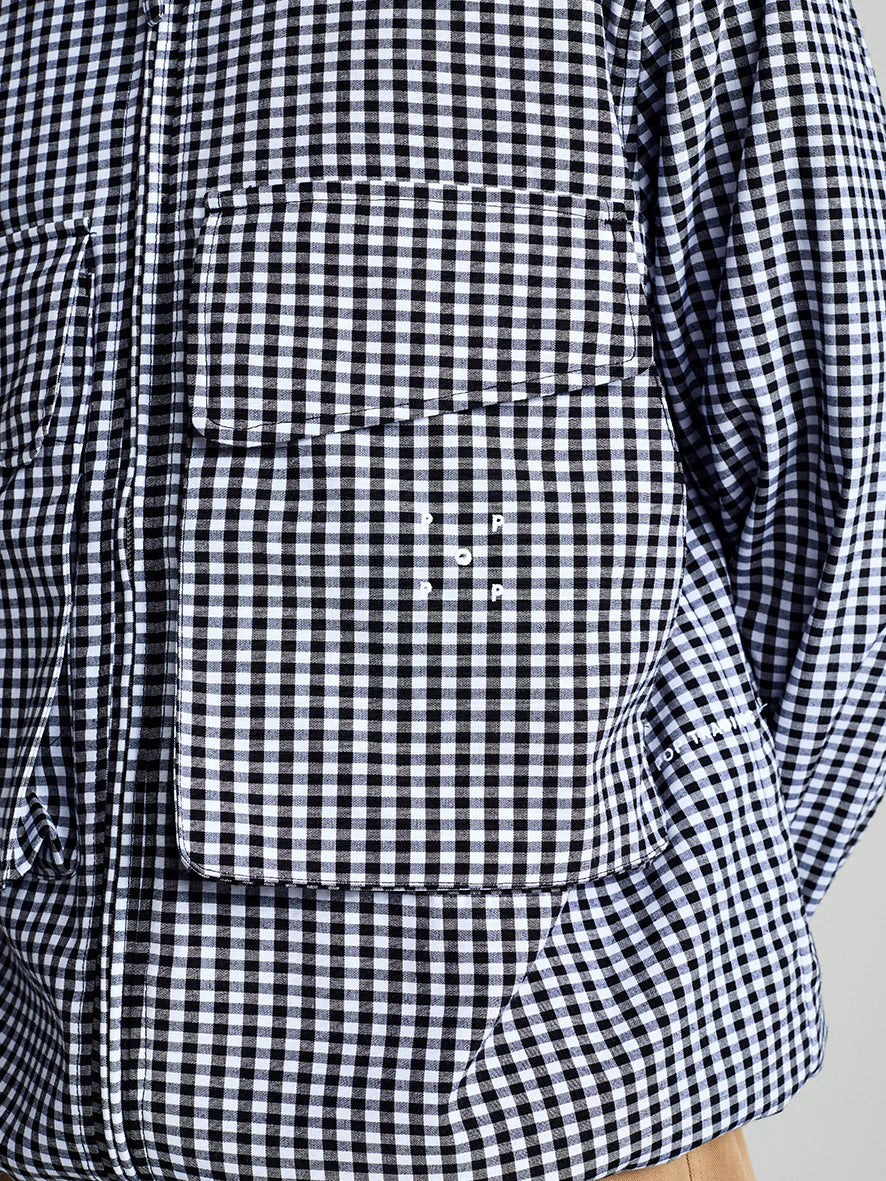 Pop trading, GINGHAM BOXER OVERSHIRT, BLACK/OFF WHITE