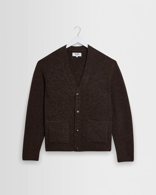 WAX London, Walker Fluffy Wool Knit Cardigan, Brown