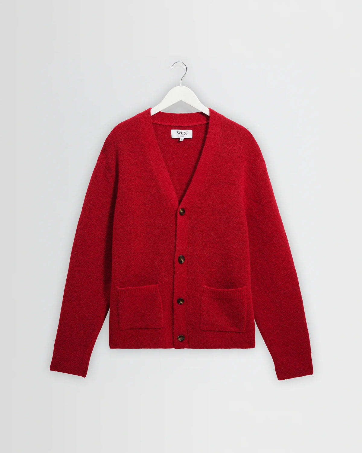 WAX London, Walker Fluffy Wool Knit Cardigan, Red