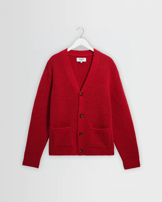WAX London, Walker Fluffy Wool Knit Cardigan, Red