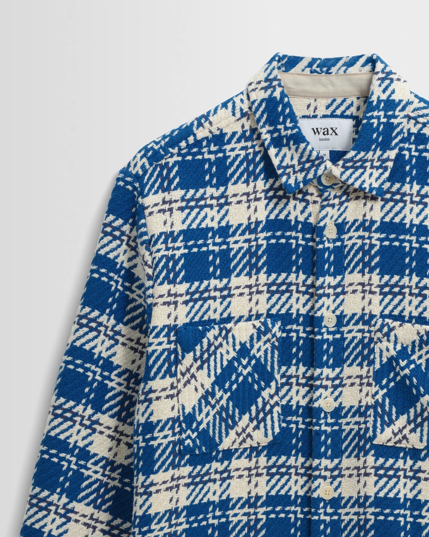 WAX London, Whiting Check Overshirt, Blue & Ecru