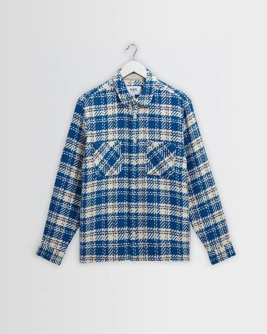 WAX London, Whiting Check Overshirt, Blue & Ecru