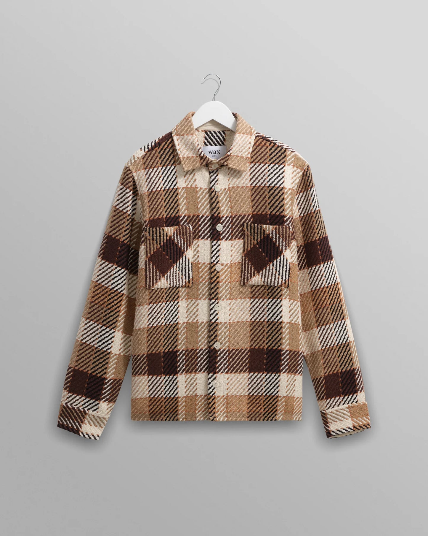 WAX London, Whiting Overshirt, Natural And Brown Pike Check